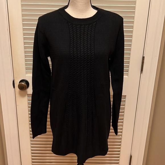 Soft Surroundings Sydney Cable Wool Blend Sweater in Black - Picture 4 of 15